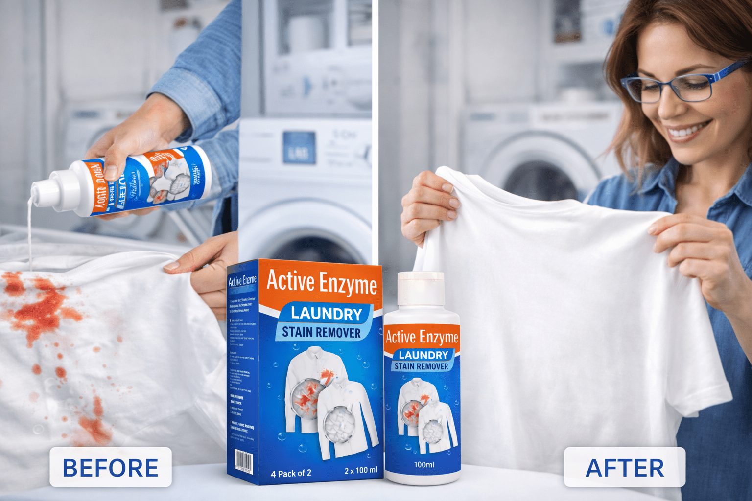 Active Enzyme Laundry Stain Remover 100 ml (Pack of 2) - Havenkart