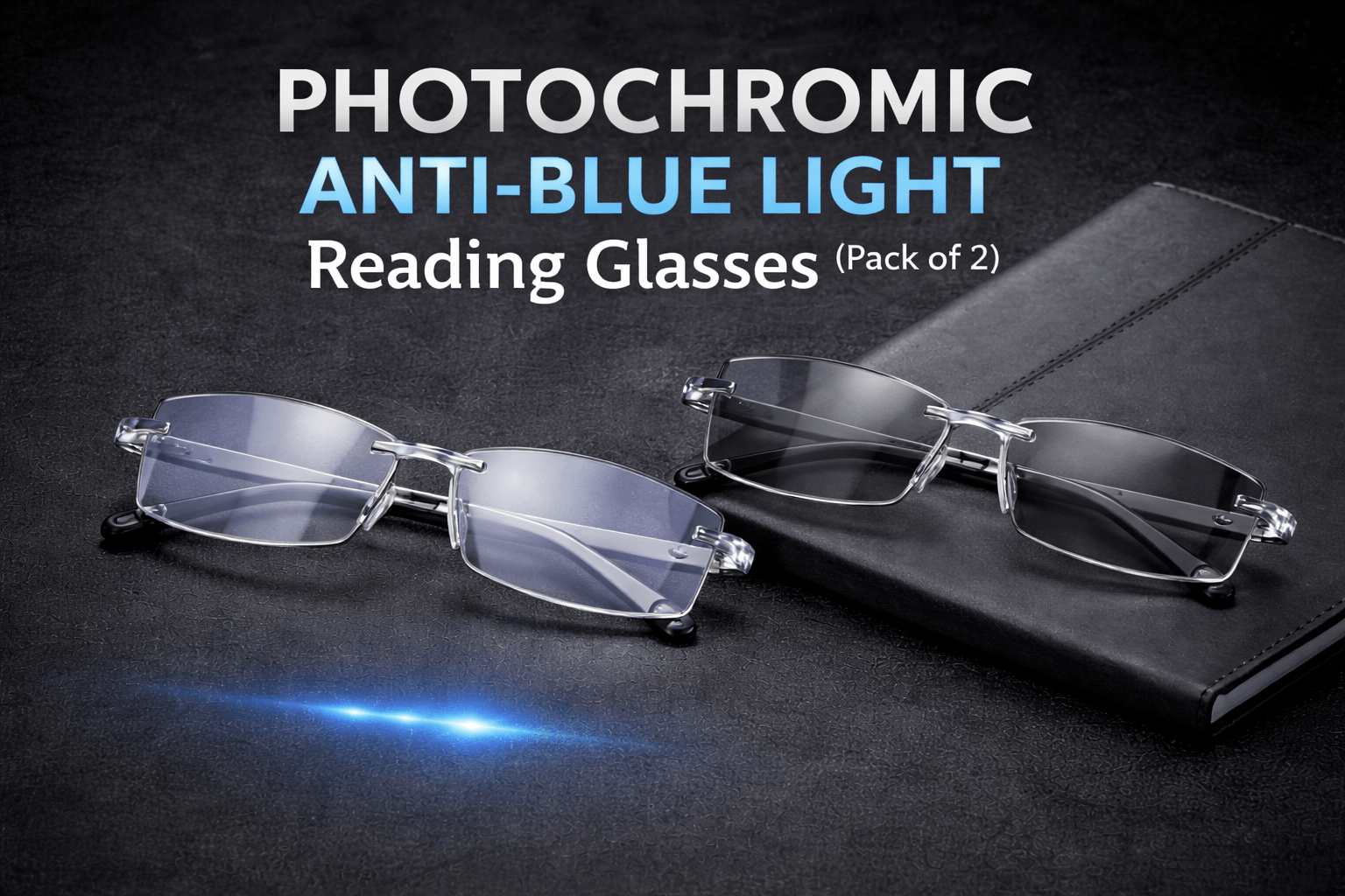 Photochromic Anti - Blue Light Reading Glasses (Pack of 2) - Havenkart