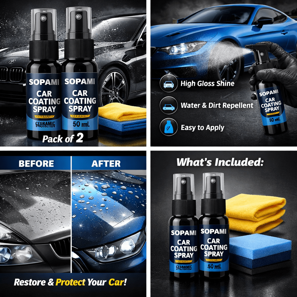 Sopami Car Coating Spray 50ml - Auto Shine & Protection (Pack of 2) - Havenkart